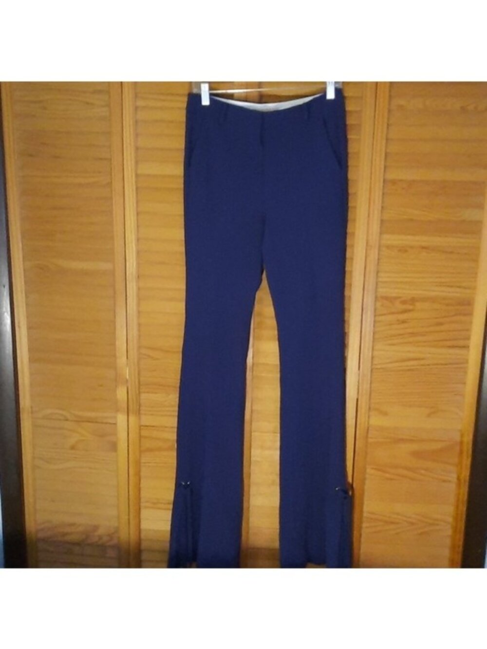 Michael Michael Kors Navy Tie Bell Bottom Pockets Dress Pants Size 8